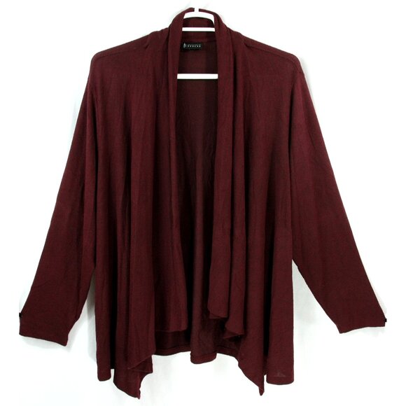 Bobeau Open Front Fine Knit Sweater Cardigan Shawl Wrap Maroon Casual 3X Fall - Picture 1 of 5